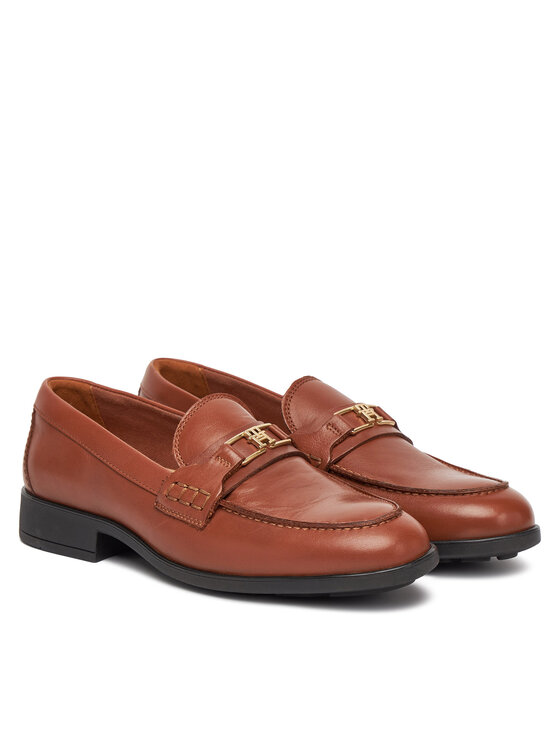 Тапочки Th Logo Leather Loafer FW0FW08705 Tommy Hilfiger, коричневый — фото 2