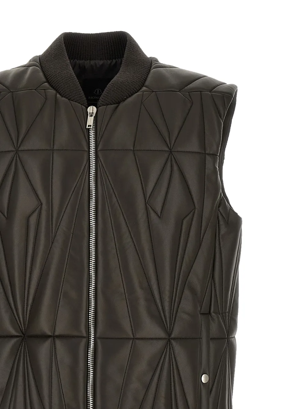 Стеганый кожаный жилет X Moncler Rick Owens, черный — фото 3