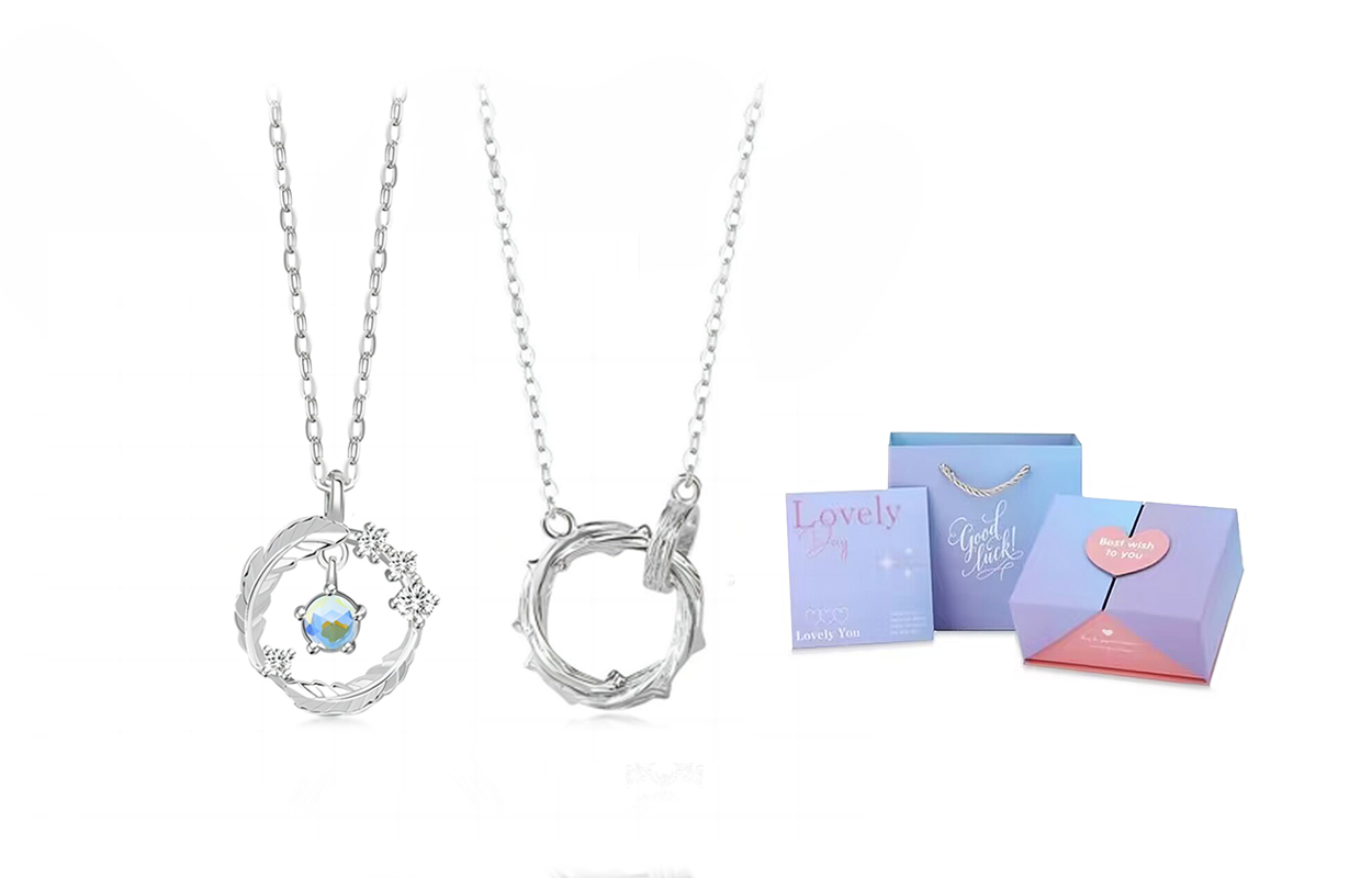 

Унисекс ожерелье GIFU, Feather You Accompany Feather Couple Necklace + [Dreamy Gradient Heart Gift Box]