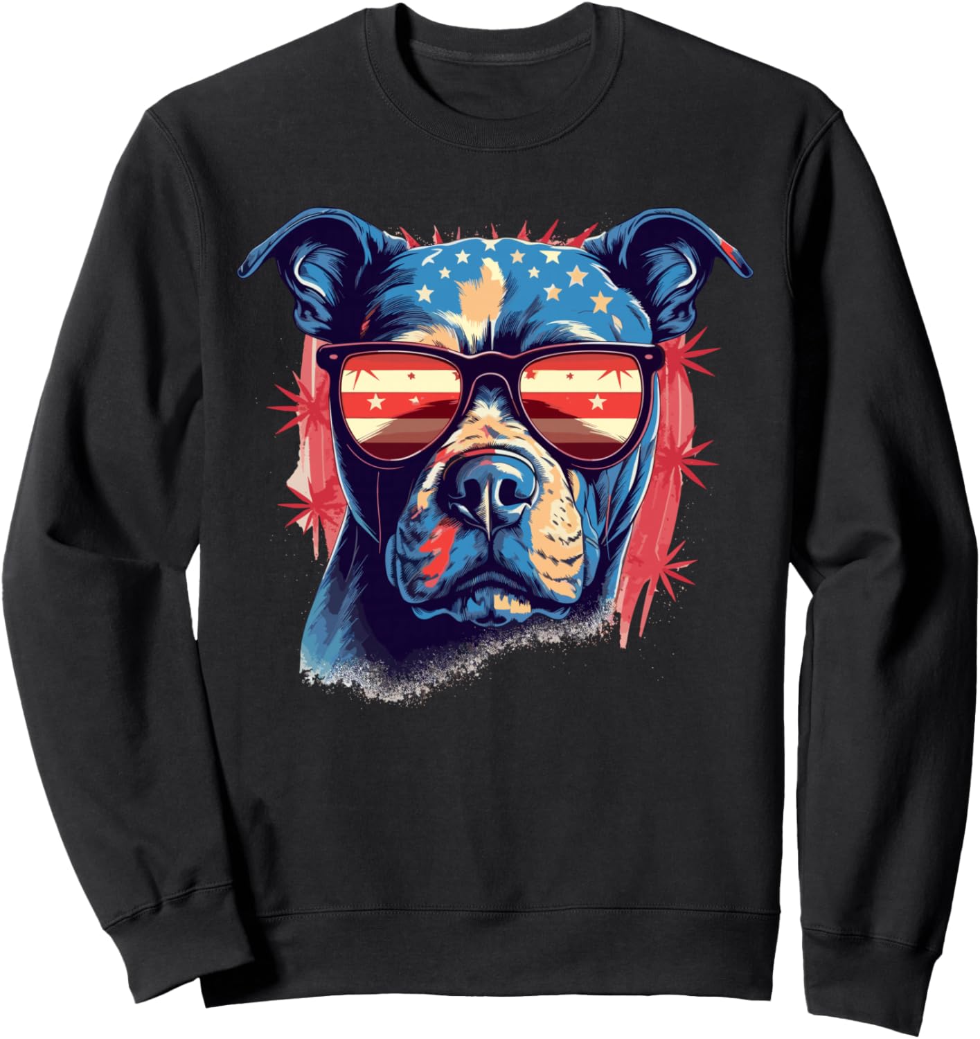 

Толстовка, Американский питбультерьер в солнцезащитных очках и толстовке с американским флагом American Pit Bull Terrier Gift For Dog Lovers, черный