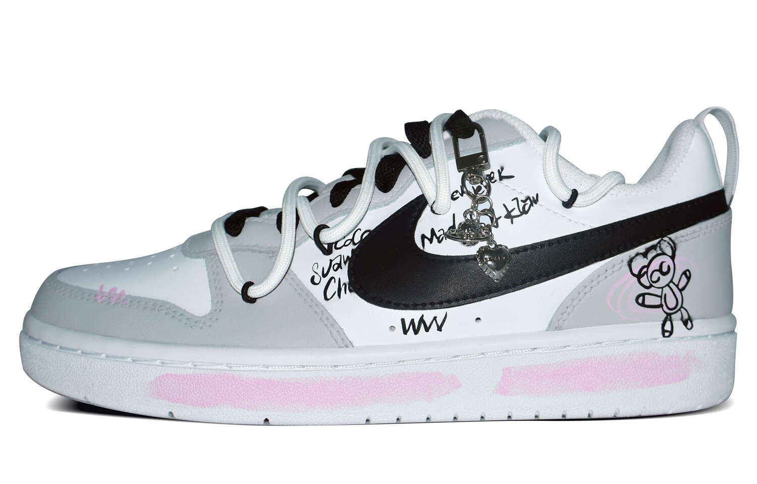 

Кроссовки Nike Court Borough Skateboarding Shoes Women's Low-top Black, светло-серый