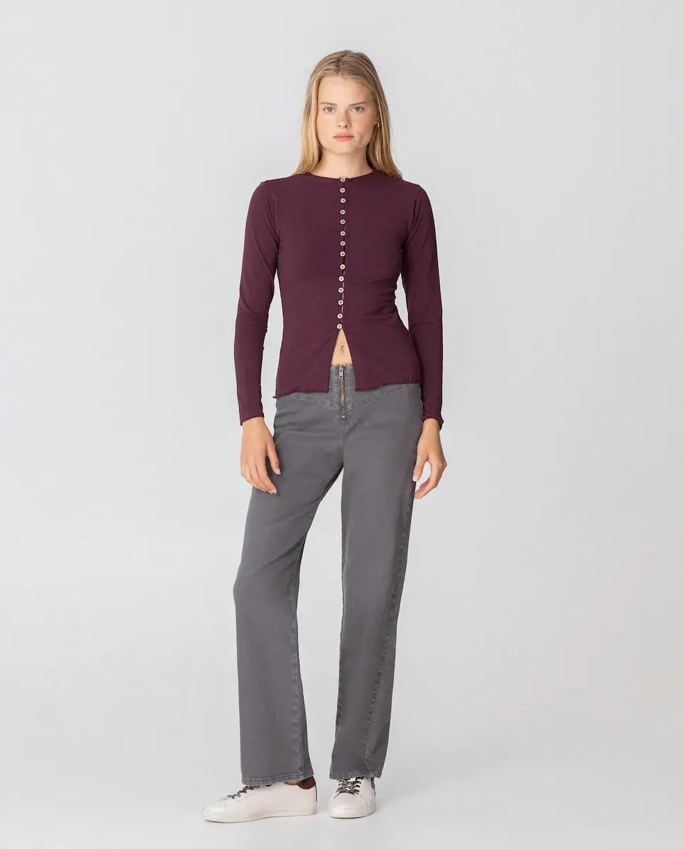 

Женские джинсы средней посадки с наружной молнией Noon, серый