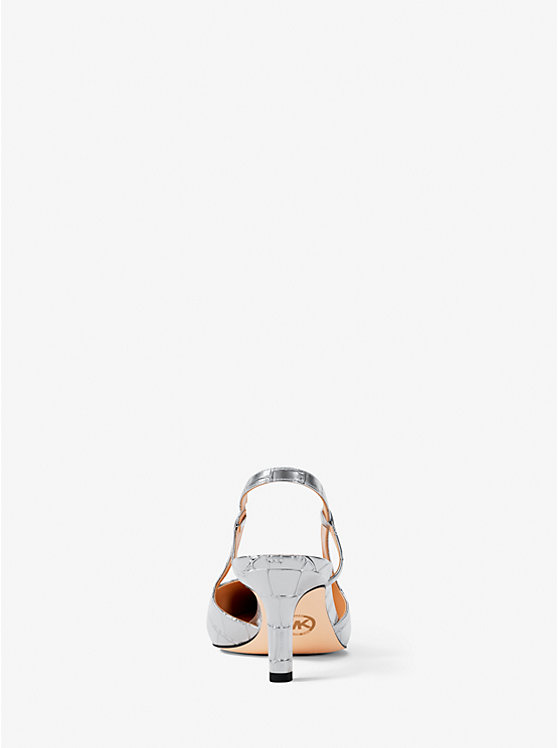 Туфли-Лодочки Alora из металлической кожи с тиснением под крокодила Michael Kors, серебряный — фото 4