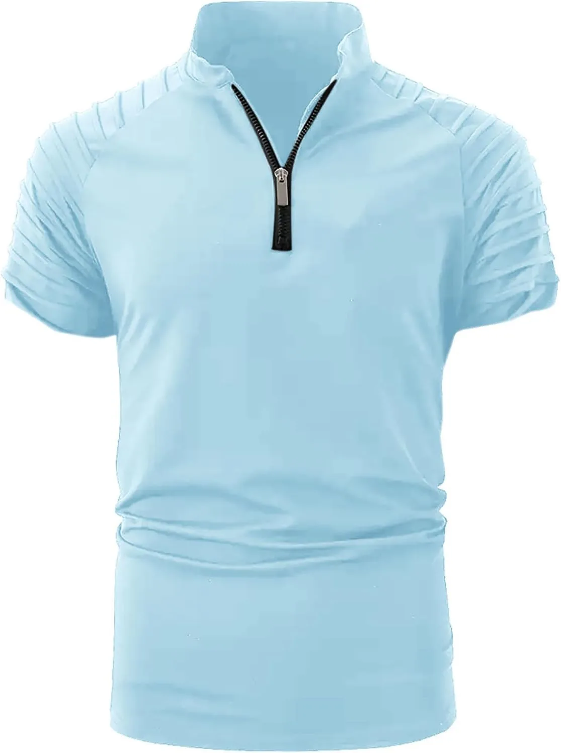 

Мужская поло футболка с молнией на четверть, короткий рукав, slim fit NATHGAM