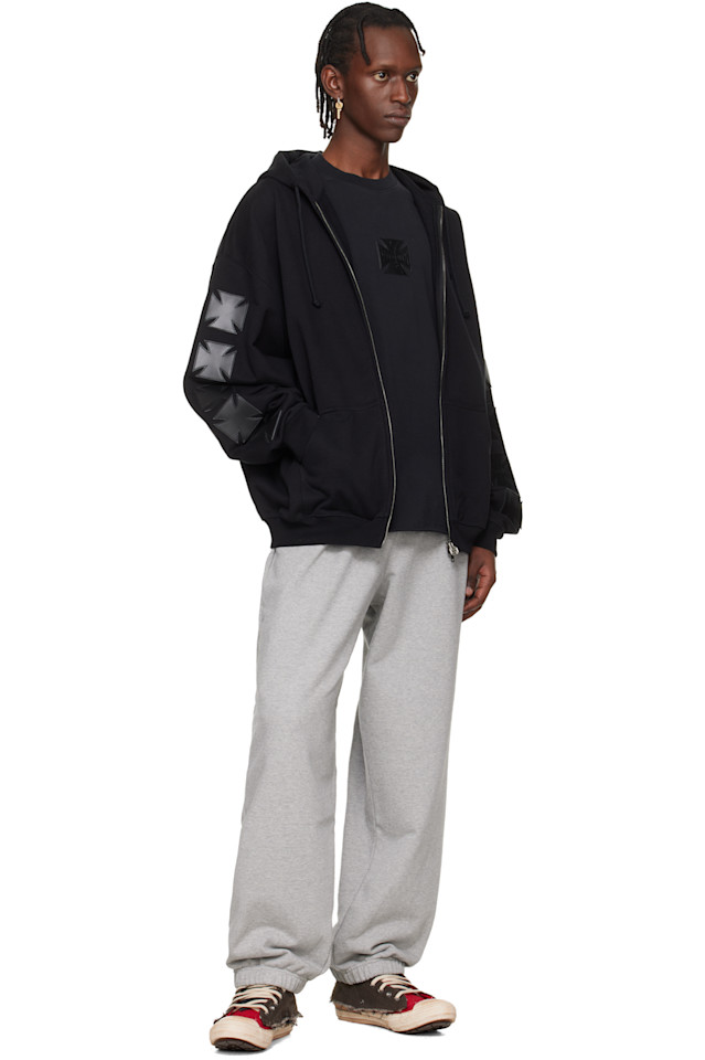 Vetements Серые спортивные штаны с логотипом байкерского креста — фото 4