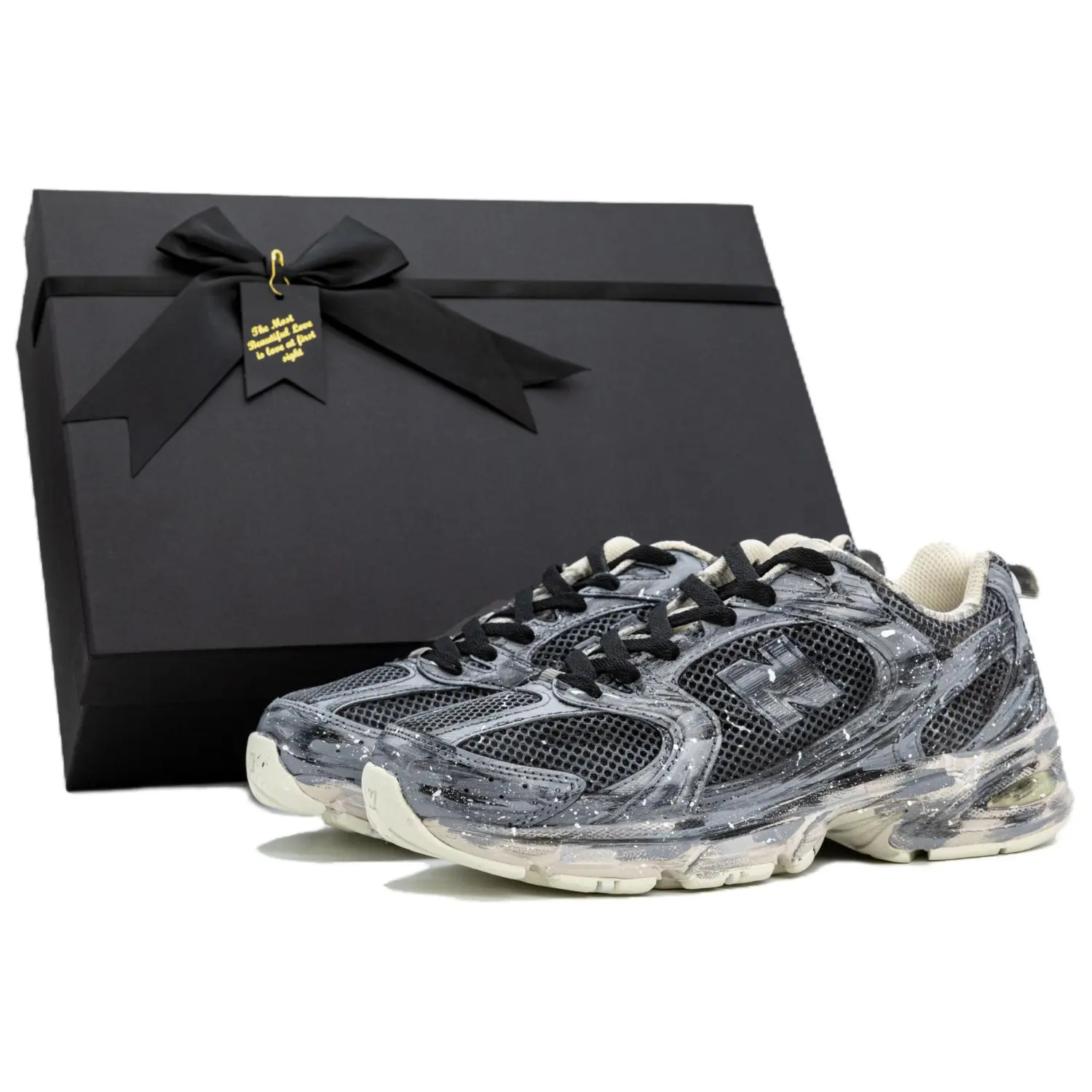 

New Balance Нью Баланс 530 противоскользящие износостойкие низкие кеды для бега унисекс черно-серые, цвет Black Gray[Obsidian Box]