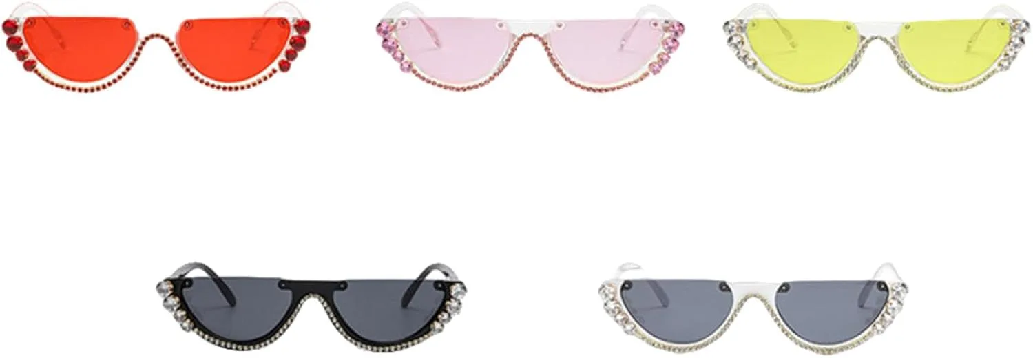 

Женские солнцезащитные очки «кошачий глаз» с бриллиантами, модные, в полуободковой оправе, с защитой от УФ-излучения UV400 и роскошными стразами VVTWSSW, Clear-yellow