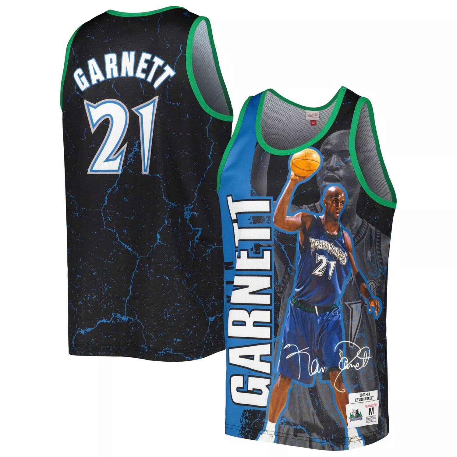 

Мужская майка Mitchell & Ness Kevin Garnett Black Minnesota Timberwolves 2003-04 Hardwood Classics Player Burst