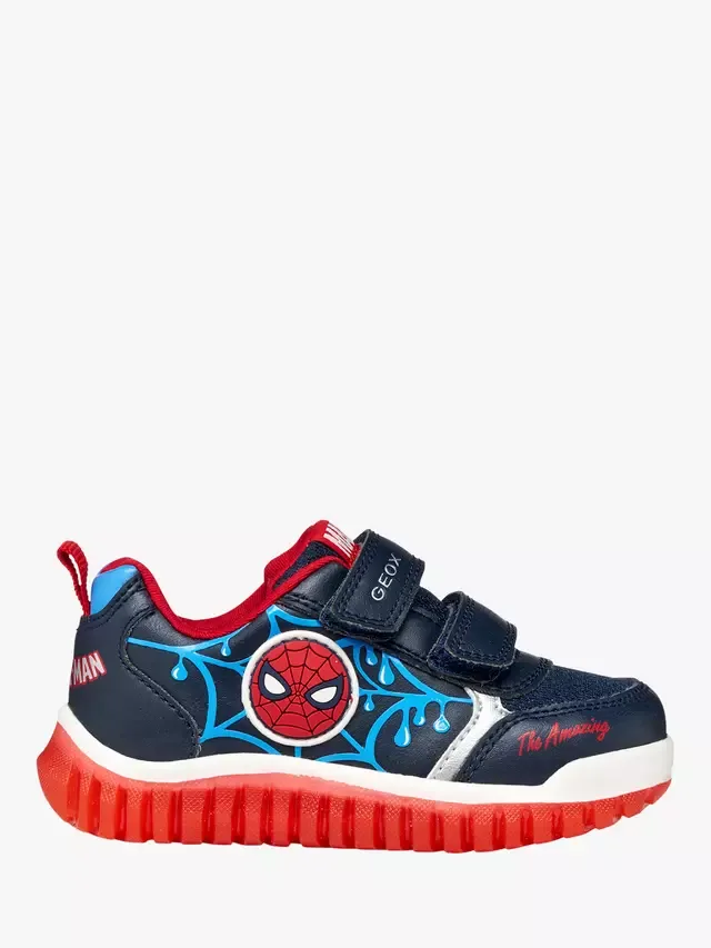 Детские кроссовки Lightyloo Spiderman со светящимися элементами, темно-синие/лазурные Geox