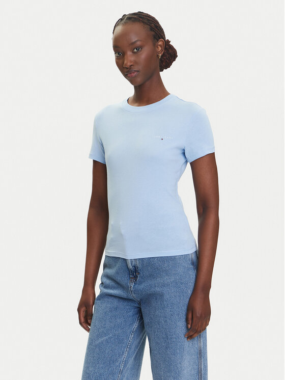 

Облегающая футболка Linear DW0DW21164 Tommy Jeans, голубой