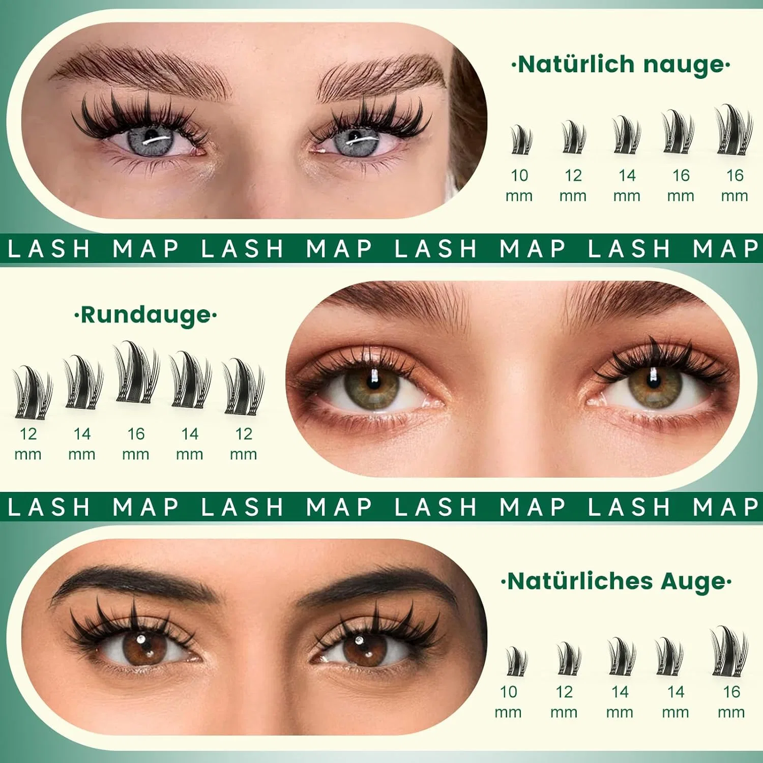 Накладные ресницы KEYYOU Manga Eyelash Tufts, D-изгиб, 10-16 мм, 120 шт. Keyyou, F02 — фото 3