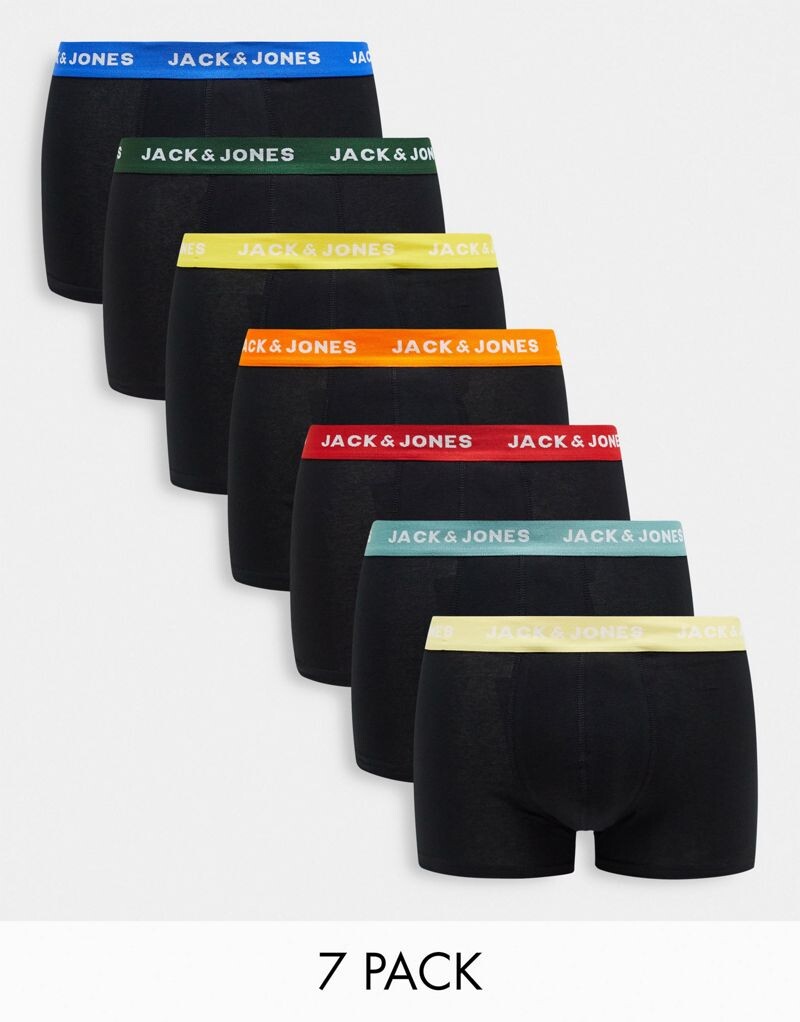 

Набор из семи черных боксеров Jack & Jones с разноцветным поясом