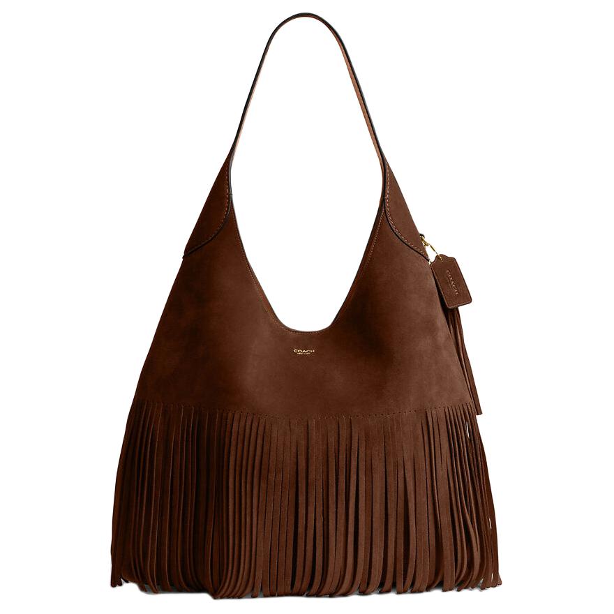 

COACH Бруклинская большая женская наплечная сумка из замши warm brown