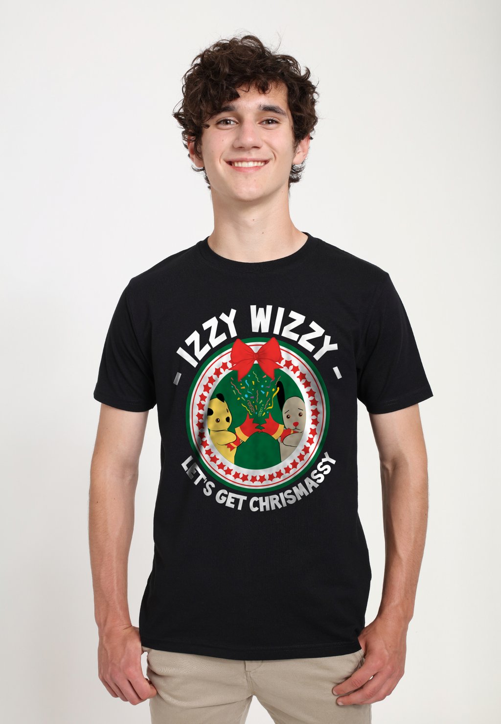 

Футболка с принтом SOOTY CHRISTMAS IZZY WIZZY LETS GET CHRISMASSY Henry Tiger, черный