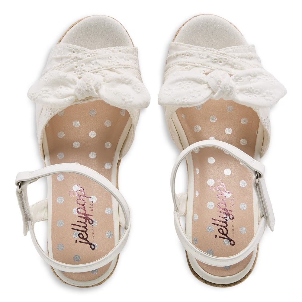 Детские сандалии на танкетке Jellypop Kid Emmy для маленьких/больших детей, white eyelet — фото 4