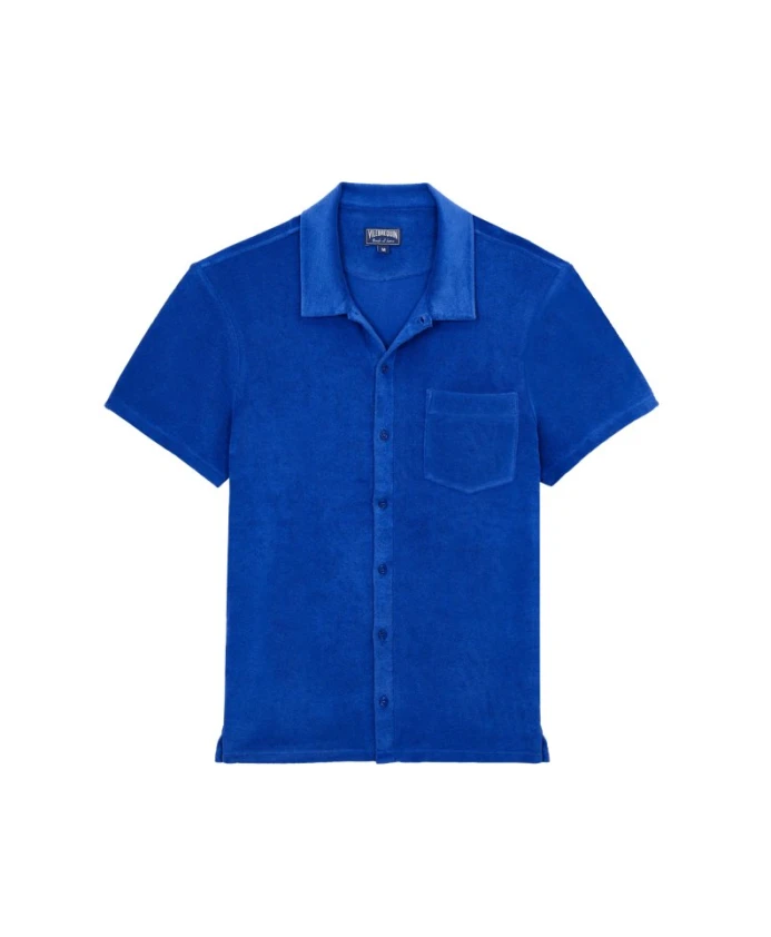 

Однотонная хлопковая рубашка для боулинга унисекс Vilebrequin, синий