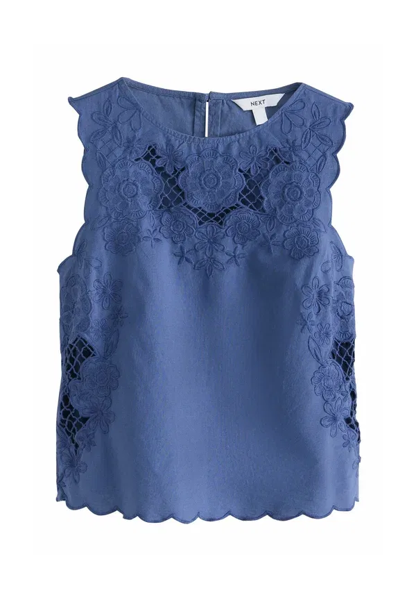 Топ Next Regular fit floral cutwork sleeveless shell top, синий
