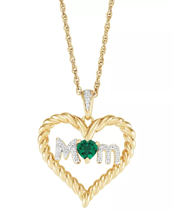 

Ожерелье с подвеской в форме сердца с выращенными в лаборатории изумрудами (1/5 карата) и бриллиантами, позолоченное серебро 14 карат, длина 16 дюймов + удлинитель 2 дюйма Macy'S, emerald