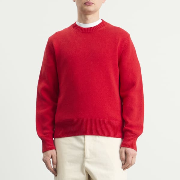 Джемпер с круглым вырезом из фактурного хлопка Jil Sander, Rouge — фото 2