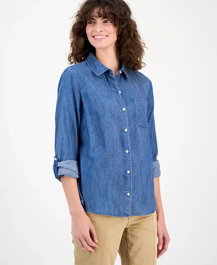 

Женская рубашка в стиле шамбре Nautica Jeans, синий