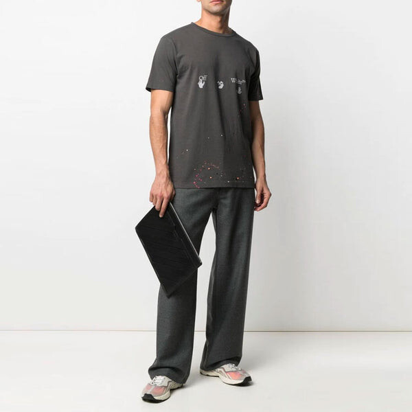 Футболка vintage paint splatter short-sleeve tee 'magnet white' Off-White, серый — фото 2