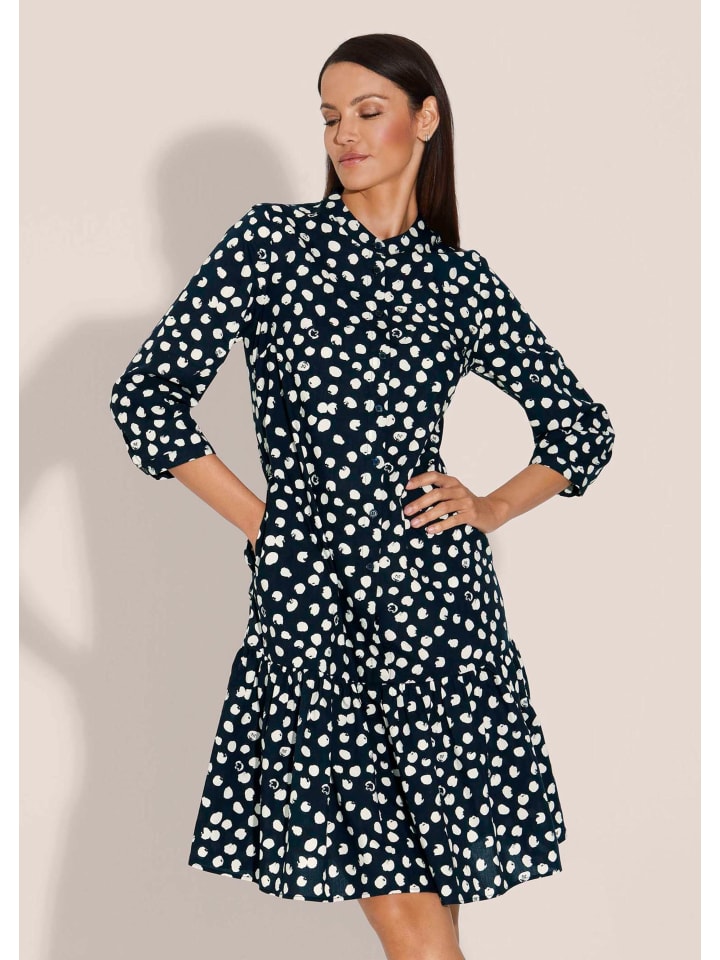 

MADELEINE Хлопковое платье с оригинальным принтом в сине-белых тонах