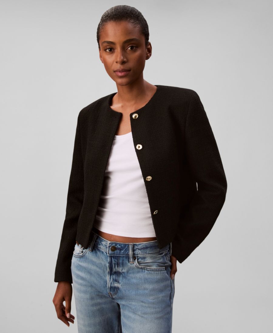 

Женский твидовый жакет на пуговицах Calvin Klein, Black