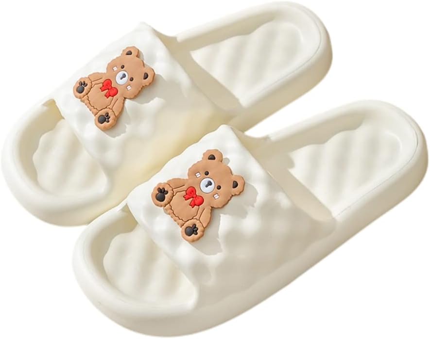 

ELLEES Унисекс взрослые милые тапочки-облака для женщин и мужчин, нескользящие сандалии для ванной и душа, с мягкой толстой подошвой, для дома и улицы, белый