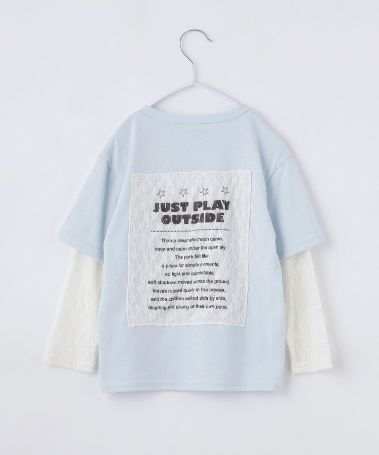Многослойная футболка с длинными рукавами и кружевной аппликацией THE SHOP TK, Lavender(080) — фото 3