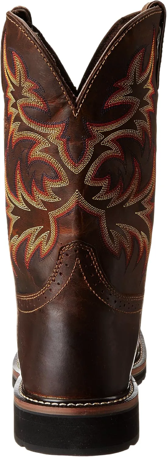 Мужские рабочие сапоги Justin Original Work Boots Driller с квадратным носком и шнуровкой с запрокидыванием, темно-коричневый — фото 2