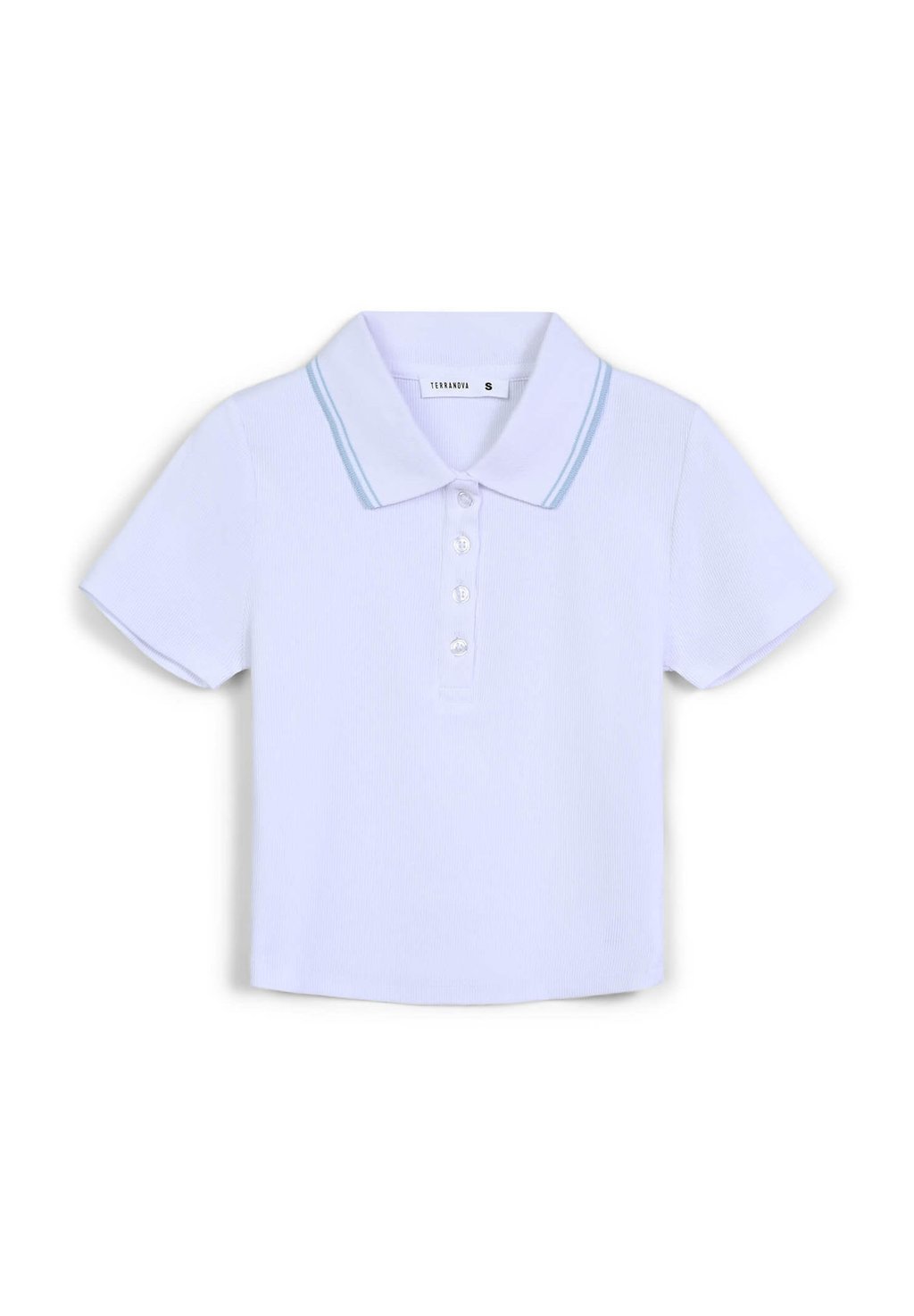 

Поло CROP WITH COLLAR AND CONTRASTING TRIMS Terranova, слоновая кость