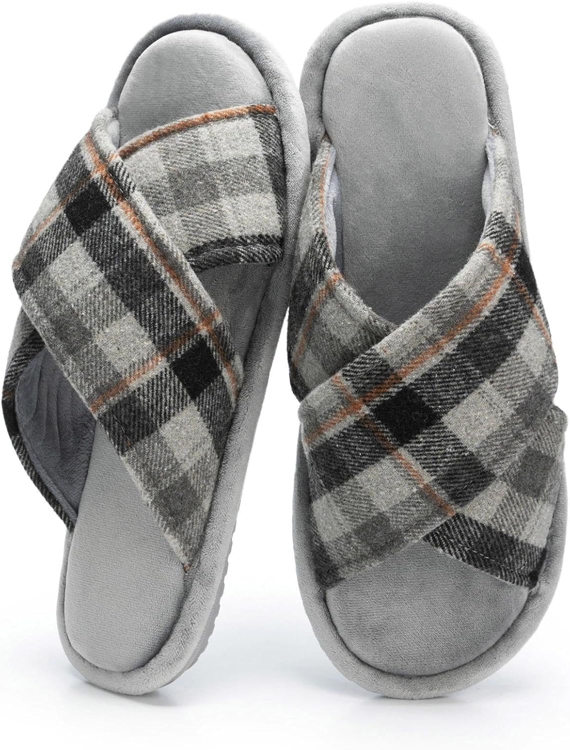 

Мужские уютные домашние тапочки GOEWY с перекрестным ремешком, с мягкой подошвой из памяти формы, мягкие, нескользящие, для дома, летние дышащие тапочки, серый