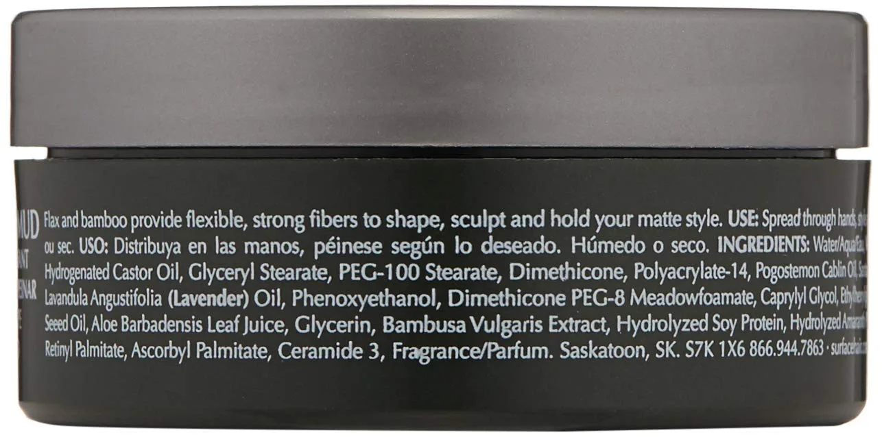 Средство для укладки волос SURFACE Hair Men Styling Mud - Лен и бамбук обеспечивают гибкие и прочные волокна для придания формы, моделирования и фиксации матовой укладки - 2,25 унции — фото 3