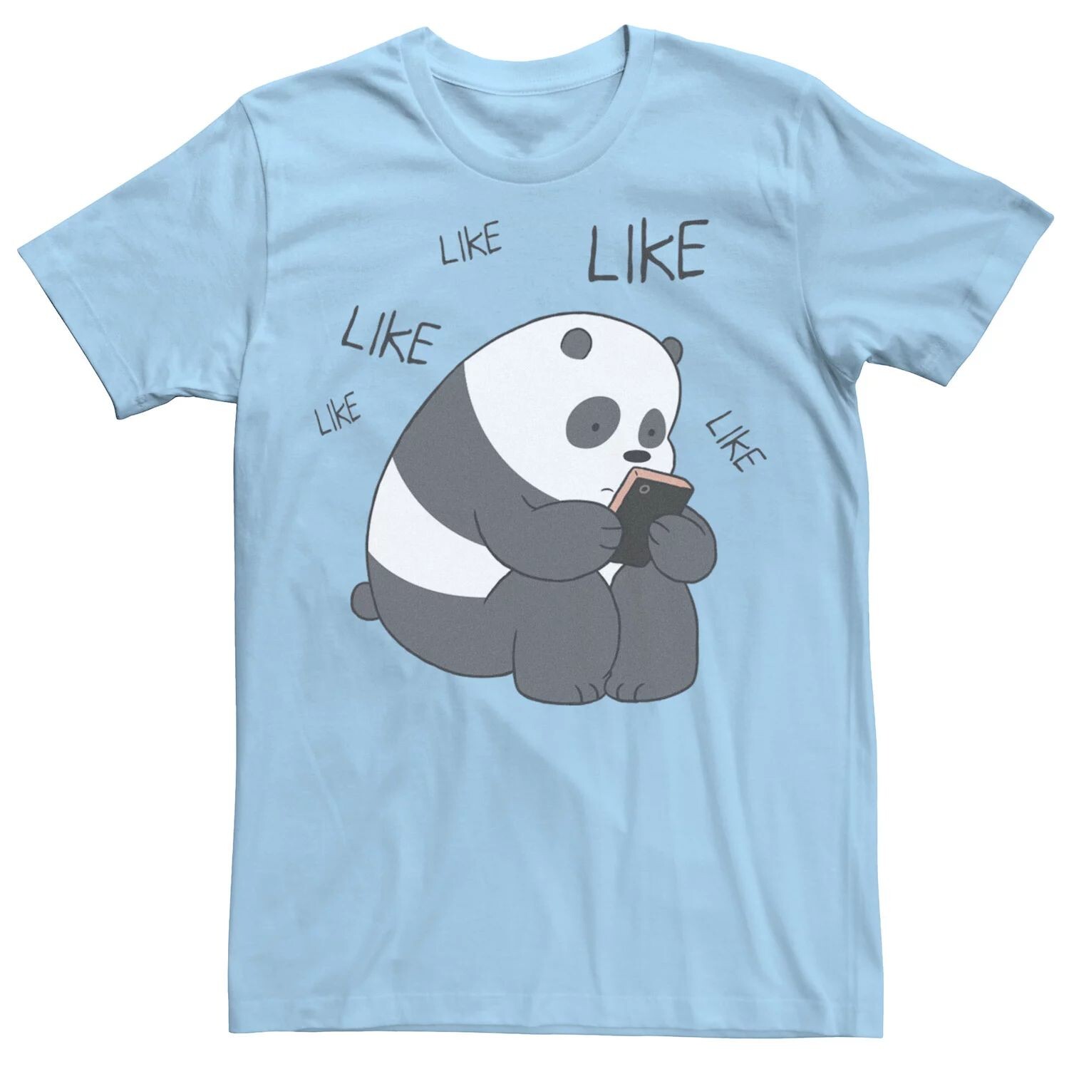 

Мужская футболка Cartoon Network We Bare Bears Like Like с графическим текстовым сообщением Licensed Character, светло-синий