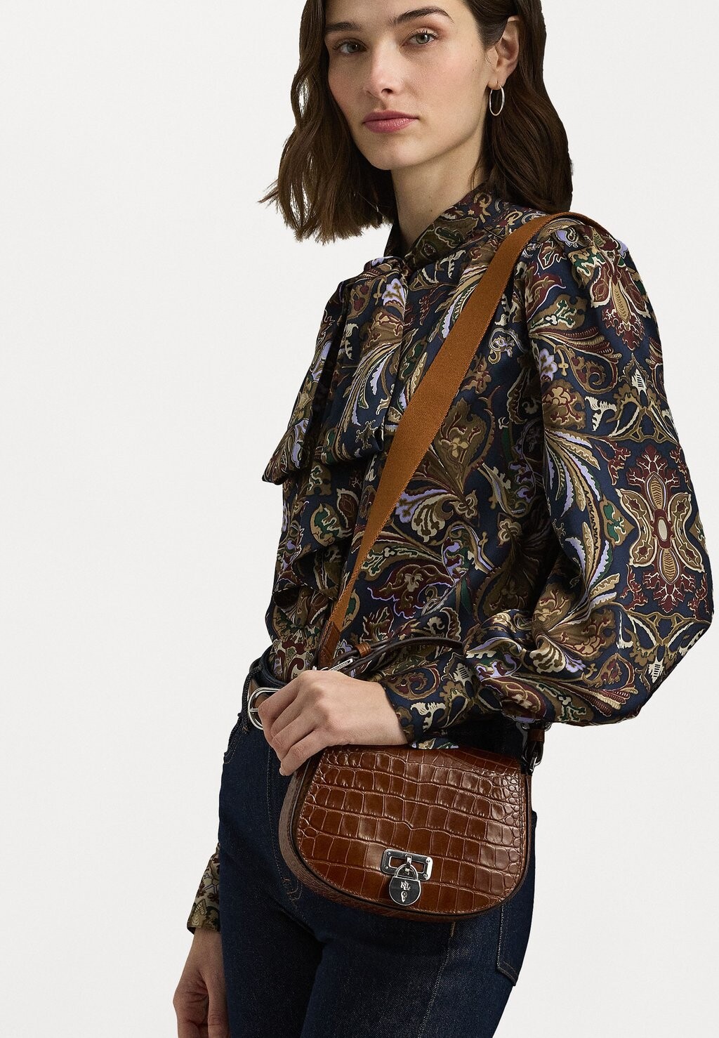 

Сумочка EMBOSSED MEDIUM TANNER CROSSBODY BAG Ralph Lauren, коньяк