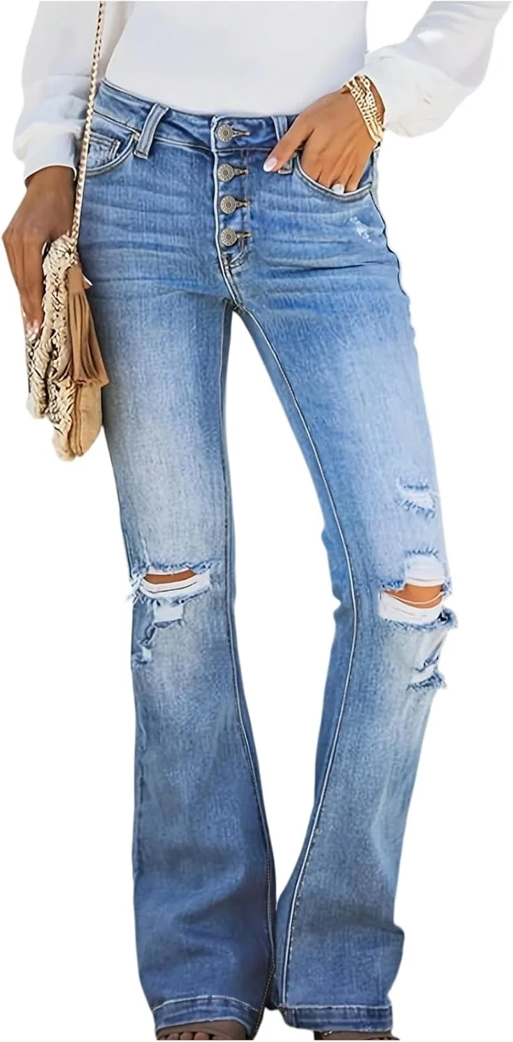 

Женские джинсы bootcut с высокой талией и эффектом растяжки Elneeya