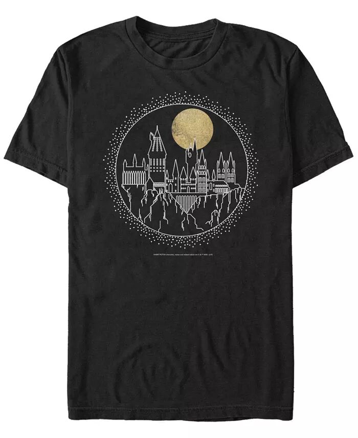 

Мужская футболка с коротким рукавом Deathly Hallows 2 Hogwarts Line Art Fifth Sun, черный
