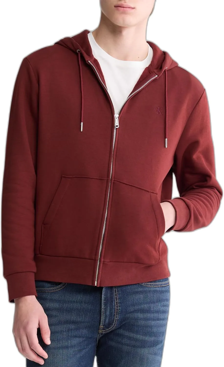 Calvin Klein мужской худи на молнии с логотипом Relaxed Fit Archive, Rusted Root