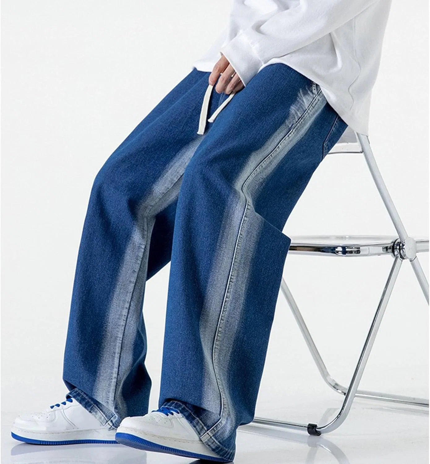 Джинсы свободные Men's Fashion Stretch Jeans, синие generic — фото 3