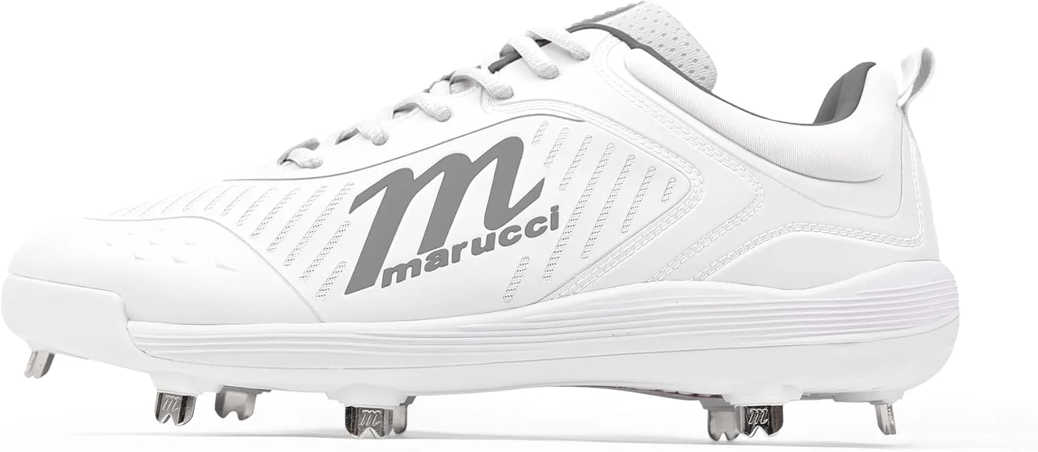 Бейсбольные бутсы Marucci CFT Low Height из металла для мужчин, бейсбольная обувь для мужчин, надежная регулируемая посадка, комфорт и сцепление для высокой производительности, легкие, долговечные, белый — фото 2