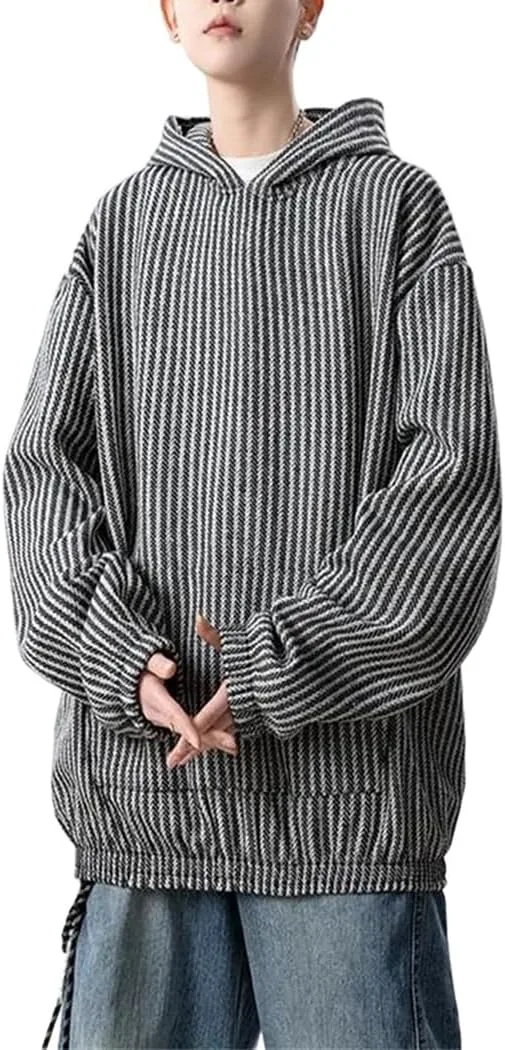 

Мужская весенняя полосатая толстовка с капюшоном Dvbfufv