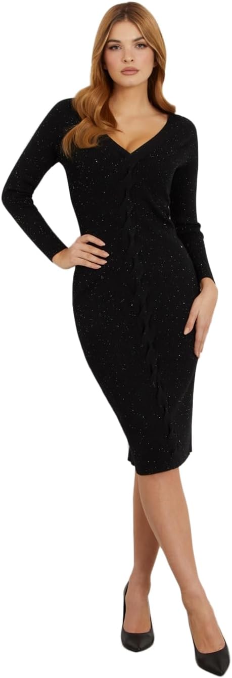 

GUESS Женское длинное платье-свитер Celia с пайетками, Jet Black Multi
