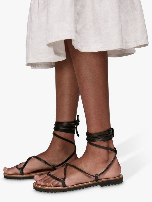 Сандалии Willow с кожаными переплетающимися ремешками Whistles, Black — фото 2