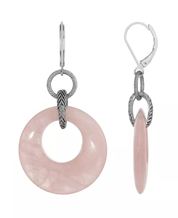 

Серьги-Подвески из полудрагоценных камней серебристого оттенка в форме круглого кольца 2028, pink