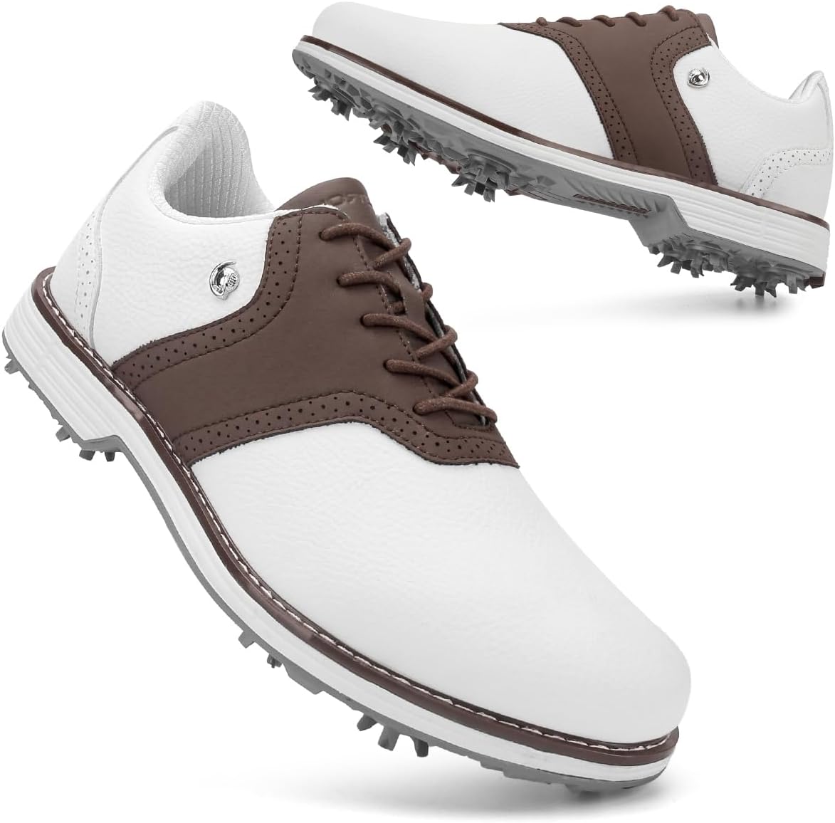 

Мужские гольф-туфли для спорта на улице, кроссовки для гольфа, тренировочные туфли для гольфа, мужские с шипами и без шипов, обувь для гольфа Ifrich, белый/коричневый