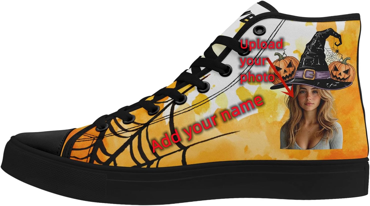 

Кастомные высокие кеды на Хэллоуин для мужчин и женщин с персонализацией вашей фотографии, идеальные для подарков и для прогулок Awsole, белый/черный/желтый/коричневый
