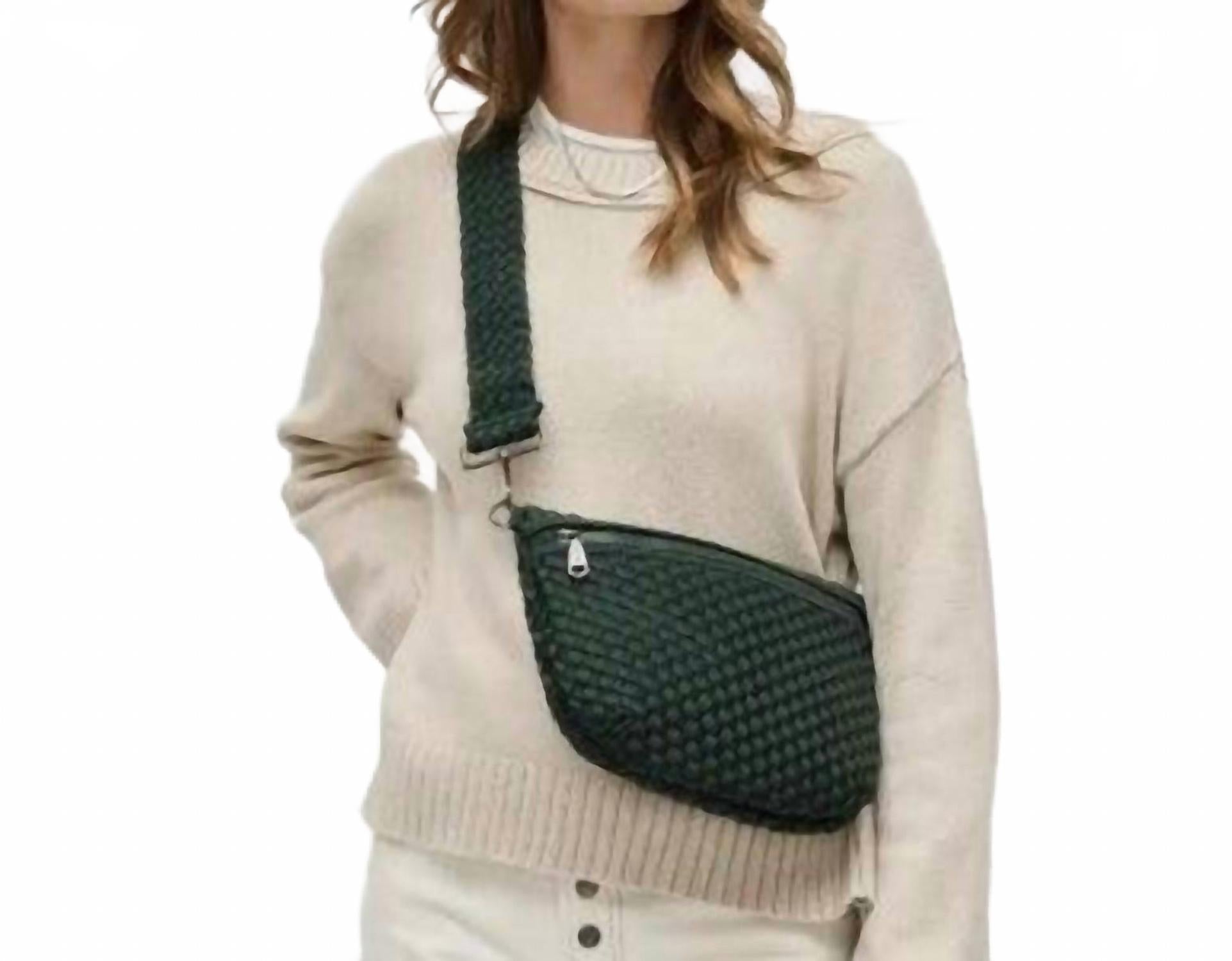 

SOL and SELENE Эфирная плетеная неопреновая сумка через плечо оливкового цвета