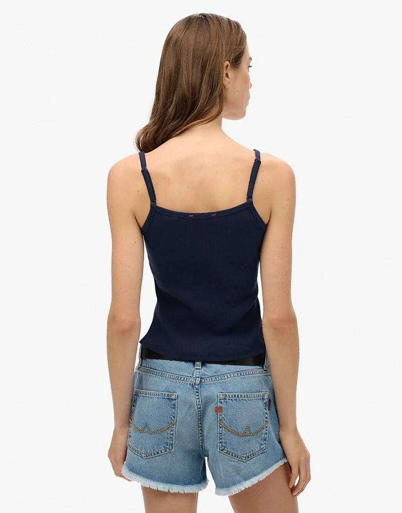 Топ Superdry Athletic essentials с графическими пуговицами насыщенного темно-синего цвета — фото 4