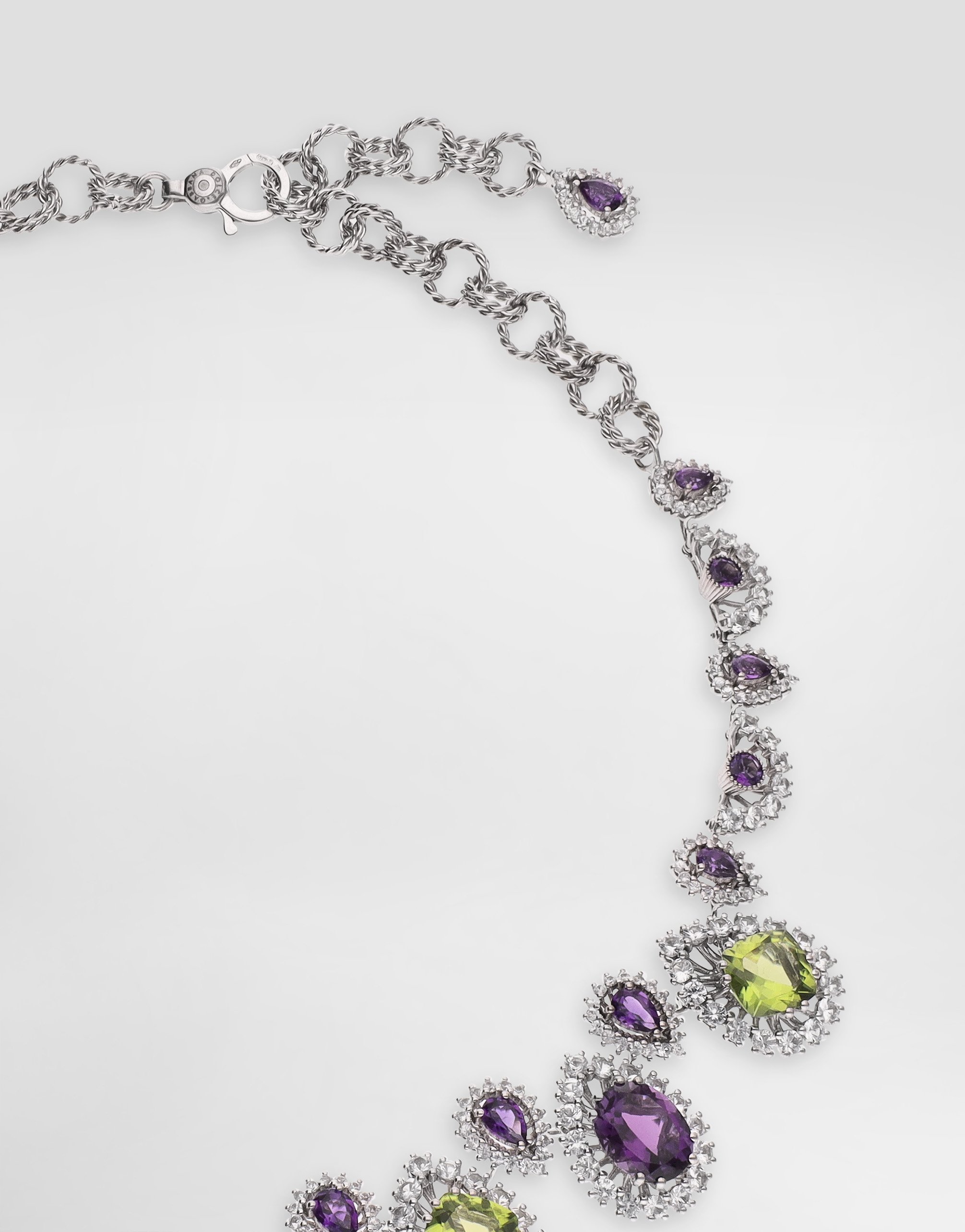 Ожерелье eleganza из белого золота 18 карат с аметистами, перидотами и сапфирами. Dolce & Gabbana, белый — фото 2