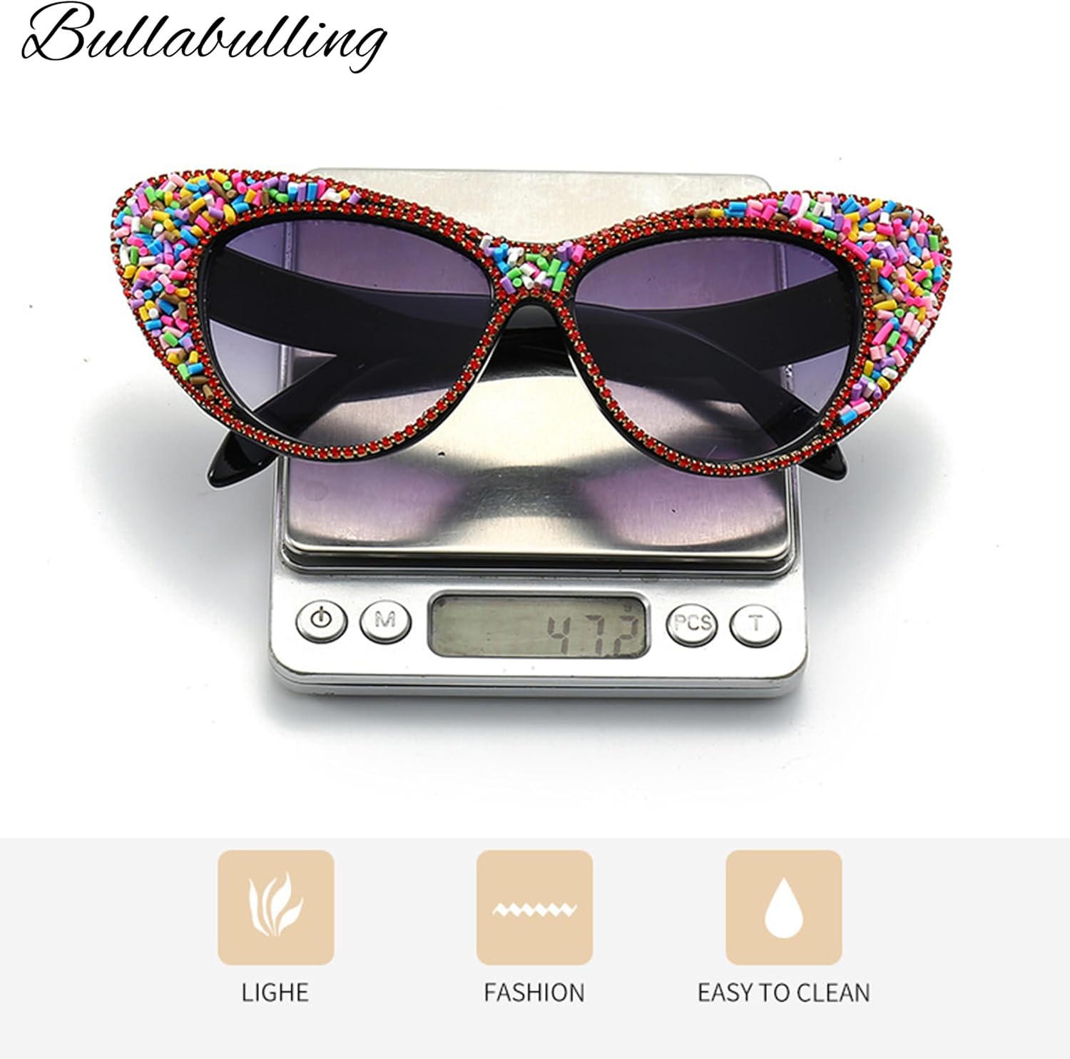 

bullabulling Большие солнцезащитные очки с бриллиантами для женщин, очки «кошачий глаз» со стразами, винтажные солнцезащитные очки для вечеринки с блестками, очки для макияжа, Red